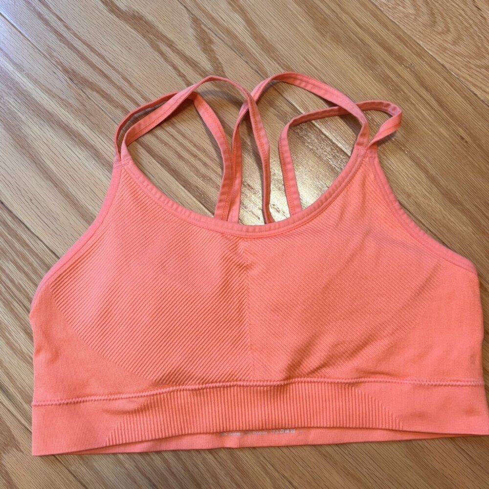 Ryka Ribbed Sports Bra Womens Size Large Orange Tagless Comfort, Removable Pads - Picture 2 of 3